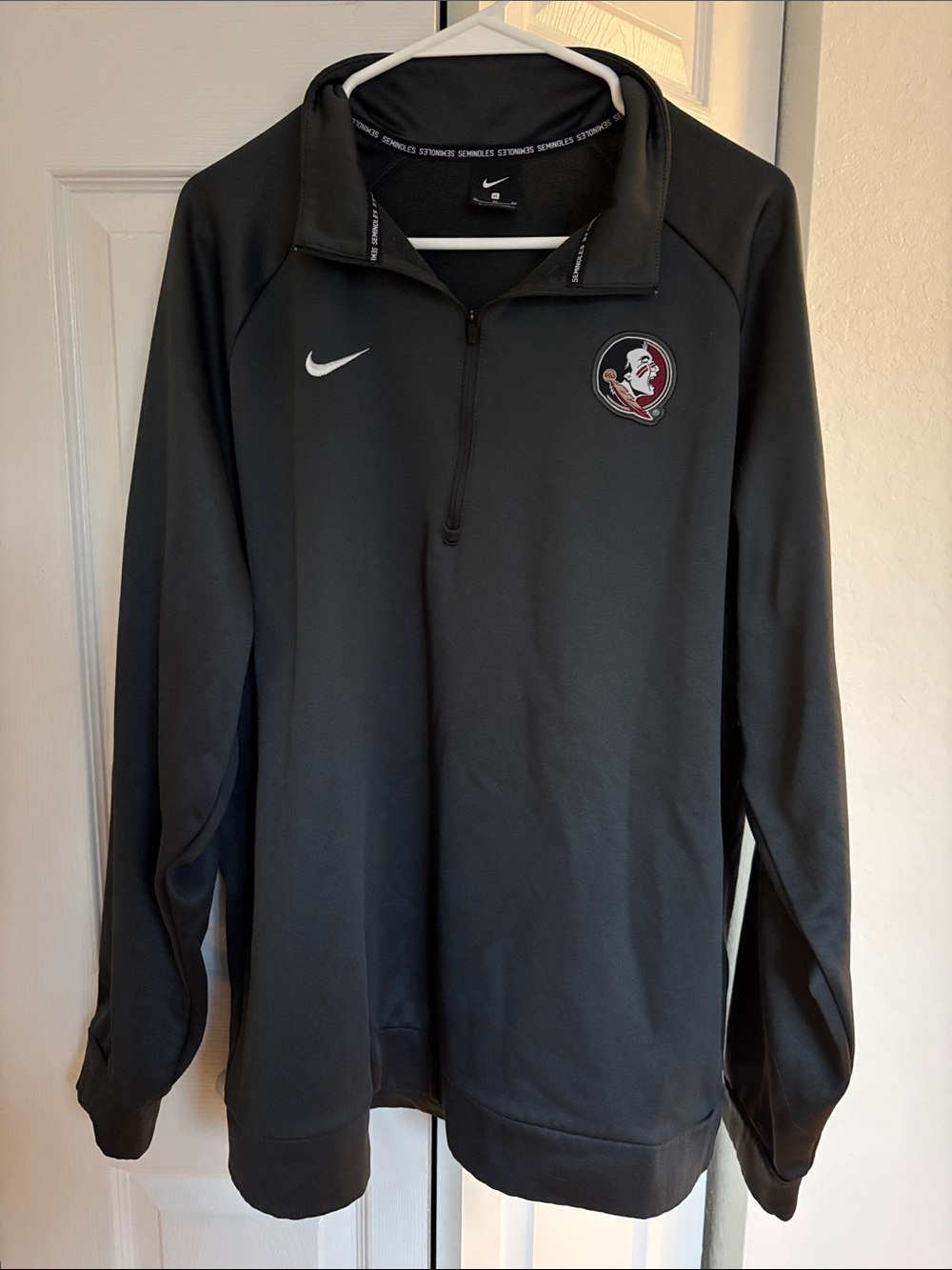 FSU Nike Black Quarter-Zip Performance Pullover with Team Crest